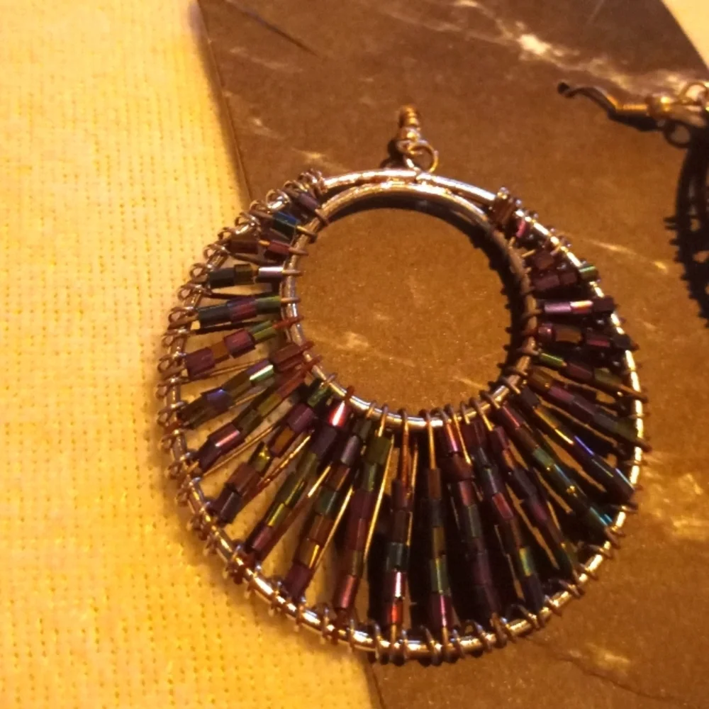 Multi-colored beaded dangle earrings